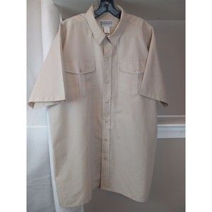 Haband Mens Tan Travelers Short Sleeve Button Down‎ Shirt Size Xlarge